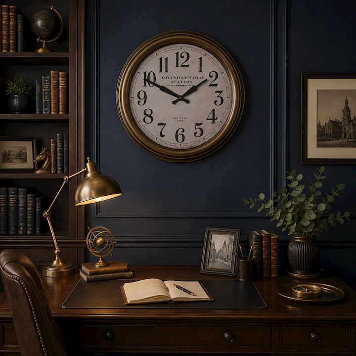 A/Q BRASS GRAND CENTRAL STATION WALL CLOCK 63x63cm
